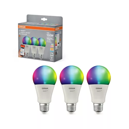 OSRAM SMART+ Matter LED izzó, körte forma, matt plasztik, E27 foglalat, 14W, RGB állítható, 1521lm