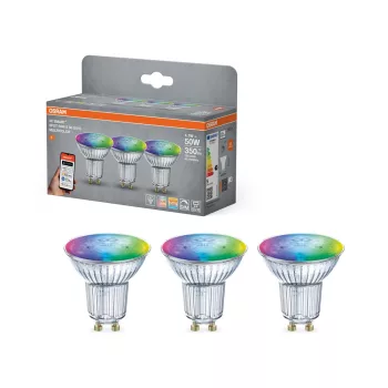 OSRAM SMART+ Matter LED spot, PAR16, matt plasztik, GU10 foglalat, 4,7W, RGB állítható, 3 db csomag