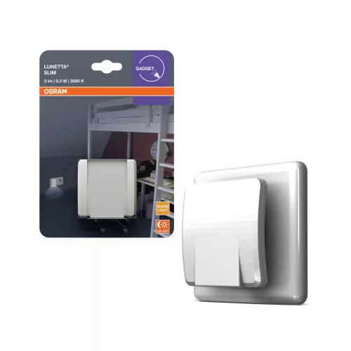 OSRAM LUNETTA® Slim konnektoros éjszakai lámpa indirekt fénnyel, beltéri, fehér, 3 lm, 0,3 W, 3000 K, (PC) és ABS, IP20, hossz: 60 mm ( 4099854530678 )