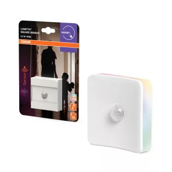   OSRAM LUNETTA® Square konnektoros éjszakai lámpa mozgásérzékelővel, RGB, beltéri, fehér, 0,3 W, (PC), IP20, hossz: 62 mm ( 4099854530692 )