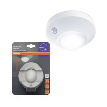   OSRAM NIGHTLUX® Ceiling akkumulátoros LED éjszakai bejárati / előszoba lámpa mozgásérzékelővel, beltéri, fehér, 105 lm, 1,7 W, 4000 K, ABS, IP20, hossz: 47 mm, magasság: 86 mm ( 4099854530807 )
