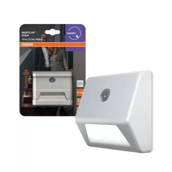   OSRAM NIGHTLUX® Stair akkumulátoros LED éjszakai lépcsővilágító mozgásérzékelővel, beltéri, fehér, 10 lm, 0,25 W, 4000 K, (PC), IP20, magasság: 73 mm ( 4099854530951 )