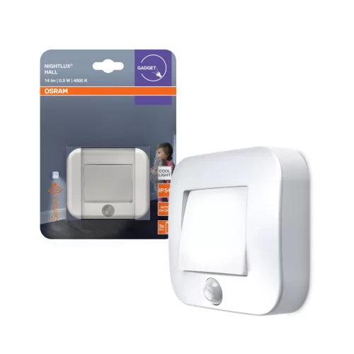 OSRAM NIGHTLUX® Hall akkumulátoros LED folyosó / előszoba éjszakai segédfény mozgásérzékelővel, beltéri, fehér, 14 lm, 0,25 W, 4000 K, (PC), IP20, hossz: 195 mm ( 4099854530999 )