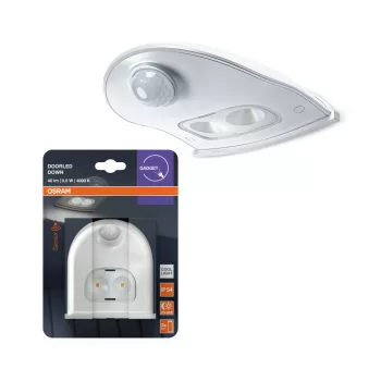   OSRAM Door LED Down L bejárati ajtó felé világító oldalfali lámpa mozgásérzékelővel, beltéri, fehér, 40 lm, 0,95 W, 4000 K, (PC), IP54, hossz: 102,5 mm ( 4099854531439 )