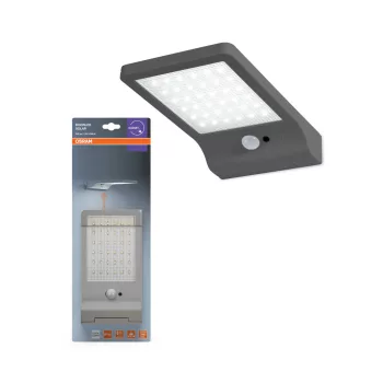   OSRAM Door LED Solar napelemes hálózattól független ajtóvilágító mozgásérzékelővel, kültéri, ezüst, 320 lm, 3 W, 4000 K, (PC), IP54, hossz: 192 mm ( 4099854531453 )