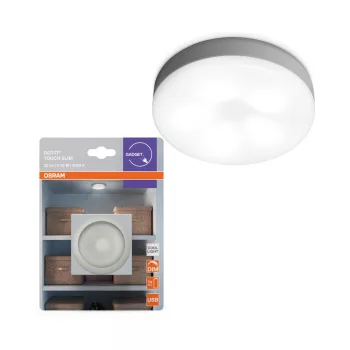   OSRAM DOT-IT Touch Slim érintéses kompakt LED lámpa USB-ről tölthető, öntapadó, beltéri, fehér, 32 lm, 0,45 W, 4000 K, (PC), IP20, hossz: 18 mm, magasság: 65 mm, dimmelhető ( 4099854531590 )
