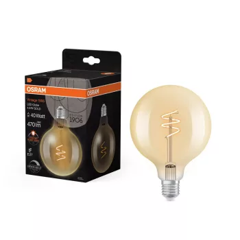 OSRAM Vintage 1906 LED Globe arany üveg búra, E27 foglalat, 4,9W, 2200K, 470lm, 95mm, filament