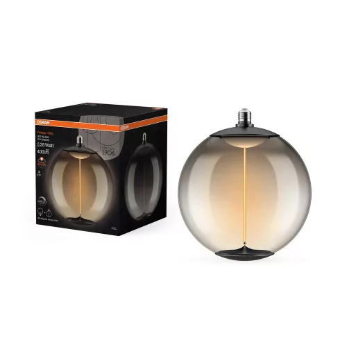 OSRAM Vintage 1906 dimmelhető LED gömb izzó, füst üveg búra, E27, 12W, 400lm, 1800K, 280mm átmérő