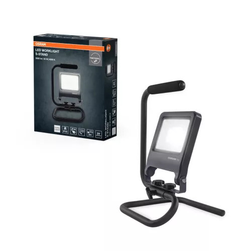OSRAM Worklights hordozható állványos LED munkalámpa, kültéri, szürke, 2700 lm, 30 W, 4000 K, alumínium és acél, IP65, magasság: 325 mm ( 4099854572074 )