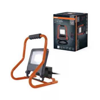   OSRAM Worklights hordozható állványos LED munkalámpa 2 db beépített aljzattal, kültéri, szürke, 4500 lm, 50 W, 4000 K, alumínium és acél, IP65, magasság: 375 mm ( 4099854572135 )
