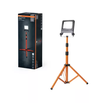   OSRAM Worklights háromlábú állványos LED munkalámpa, magasság-állítható, összecsukható, forgatható és billenthető fényfejjel, kültéri, sötétszürke, 4500 lm, 50 W, 4000 K, alumínium és acél, IP65, magasság: 1800 mm ( 4099854572234 )