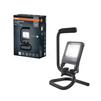   OSRAM Worklights hordozható állványos LED munkalámpa svájci dugóval (Type J), kültéri, narancs, 1800 lm, 20 W, 4000 K, alumínium és acél, IP65, magasság: 280 mm ( 4099854572272 )