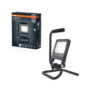   OSRAM Worklights hordozható állványos LED munkalámpa svájci dugóval (Type J), kültéri, sötétszürke, 2700 lm, 30 W, 4000 K, alumínium és acél, IP65, magasság: 325 mm ( 4099854572296 )