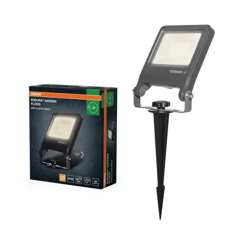 OSRAM ENDURA® kerti földbeszúrható LED reflektor, kültéri, sötétszürke, 1700 lm, 20 W, 3000 K, alumínium, IP65, magasság: 323 mm ( 4099854585852 )