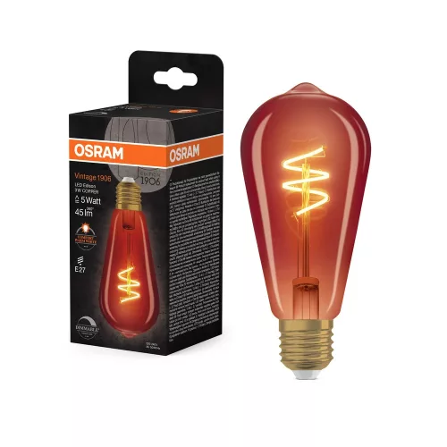 OSRAM Vintage 1906 dimmelhető LED izzó Edison forma, üveg búra, E27, 3W, 45lm, 1800K extra meleg