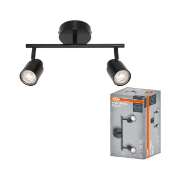  OSRAM PRIMAL mennyezeti / fali állítható spot lámpa 2 fejes, beltéri, fekete, 2 × GU10, acél, IP20, hossz: 300 mm ( 4099854587344 )