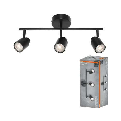 OSRAM PRIMAL mennyezeti / fali állítható spot lámpa 3 fejes, beltéri, fekete, 3 × GU10, acél, IP20, hossz: 465 mm ( 4099854587368 )