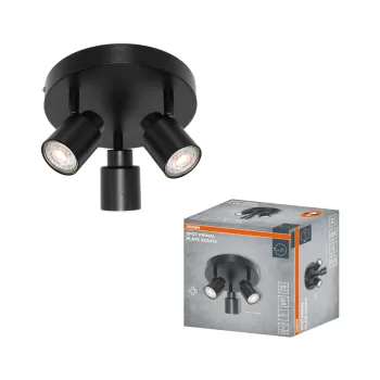   OSRAM PRIMAL mennyezeti / fali állítható spot lámpa Plate 3 fejes, beltéri, fekete, 3 × GU10, acél, IP20, hossz: 115 mm ( 4099854587382 )