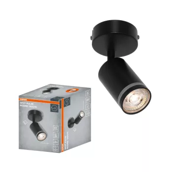   OSRAM PULSE mennyezeti / fali állítható kerek spot lámpa 1 fejes, beltéri, fekete, GU10, alumínium és acél és PC, IP20, hossz: 155 mm ( 4099854587757 )