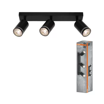   OSRAM PULSE mennyezeti / fali állítható spot lámpa 3 fejes, beltéri, fekete, 3 × GU10, alumínium és acél és PC, IP20, hossz: 371 mm ( 4099854587795 )