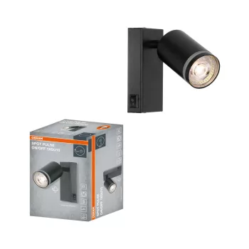   OSRAM PULSE mennyezeti / fali állítható spot lámpa 1 fejes ki/be kapcsolható, beltéri, fekete, GU10, alumínium és acél és PC, IP20, hossz: 157 mm ( 4099854587870 )