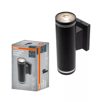   OSRAM PULSE mennyezeti / fali állítható spot lámpa 2 fejes fel/le állítható, beltéri, fekete, 2 × GU10, alumínium és acél és PC, IP20, hossz: 180 mm ( 4099854587894 )
