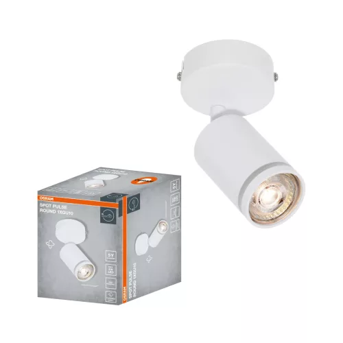 OSRAM PULSE mennyezeti / fali állítható kerek spot lámpa 1 fejes, beltéri, fehér, GU10, alumínium és acél és PC, IP20, hossz: 155 mm ( 4099854587931 )