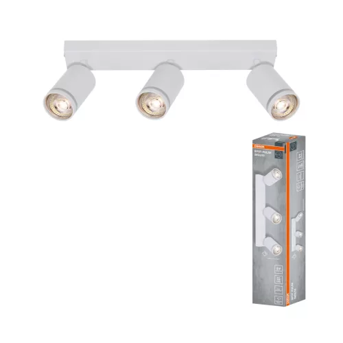 OSRAM PULSE mennyezeti / fali állítható spot lámpa 3 fejes, beltéri, fehér, 3 × GU10, alumínium és acél és PC, IP20, hossz: 371 mm ( 4099854587979 )