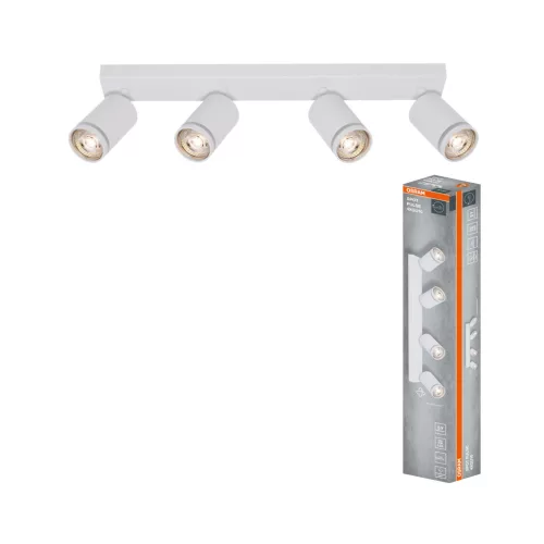 OSRAM PULSE mennyezeti / fali állítható spot lámpa 4 fejes, beltéri, fehér, 4 × GU10, alumínium és acél és PC, IP20, hossz: 490 mm ( 4099854587993 )