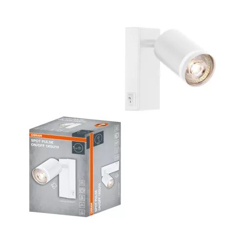 OSRAM PULSE mennyezeti / fali állítható spot lámpa 1 fejes ki/be kapcsolható, beltéri, fehér, GU10, alumínium és acél és PC, IP20, hossz: 157 mm ( 4099854588051 )
