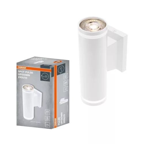 OSRAM PULSE mennyezeti / fali állítható spot lámpa 2 fejes fel/le állítható, beltéri, fehér, 2 × GU10, alumínium és acél és PC, IP20, hossz: 180 mm ( 4099854588075 )