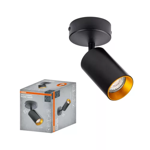 OSRAM ETERNAL mennyezeti / fali állítható kerek spot lámpa 1 fejes, beltéri, arany, fekete, GU10, alumínium és acél, IP20, hossz: 152 mm ( 4099854588112 )