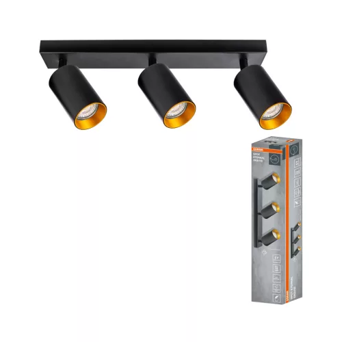 OSRAM ETERNAL mennyezeti / fali állítható spot lámpa 3 fejes, beltéri, arany, fekete, 3 × GU10, alumínium és acél, IP20, hossz: 371 mm ( 4099854588150 )