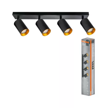   OSRAM ETERNAL mennyezeti / fali állítható spot lámpa 4 fejes, beltéri, arany, fekete, 4 × GU10, alumínium és acél, IP20, hossz: 490 mm ( 4099854588174 )