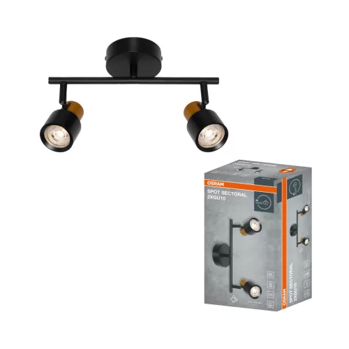 OSRAM SECTORAL mennyezeti / fali állítható spot lámpa 2 fejes, beltéri, arany, fekete, 2 × GU10, alumínium és acél, IP20, hossz: 300 mm ( 4099854588761 )