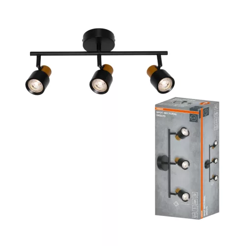 OSRAM SECTORAL mennyezeti / fali állítható spot lámpa 3 fejes, beltéri, arany, fekete, 3 × GU10, alumínium és acél, IP20, hossz: 420 mm ( 4099854588822 )