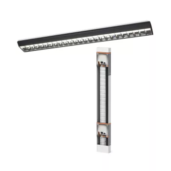   OSRAM Office Line ívelt rácsos LED mennyezeti / függeszthető irodai lámpa UGR≤19, beltéri, fekete, 4000 lm, 40 W, 4000 K, alumínium, IP20, hossz: 1193 mm, dimmelhető ( 4099854589683 )