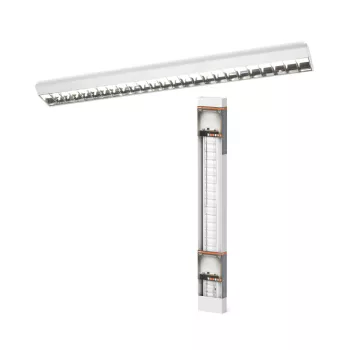   OSRAM Office Line ívelt rácsos LED mennyezeti / függeszthető irodai lámpa UGR≤19, beltéri, fehér, 4000 lm, 40 W, 4000 K, alumínium, IP20, hossz: 1193 mm, dimmelhető ( 4099854589706 )