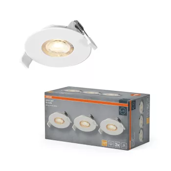  OSRAM beépíthető LED spot lámpa, beltéri, fehér, 280 lm, 4,9 W, 2700 K, alumínium és műanyag, IP20, átmérő: 85 mm, 3 db-os szett ( 4099854595493 )