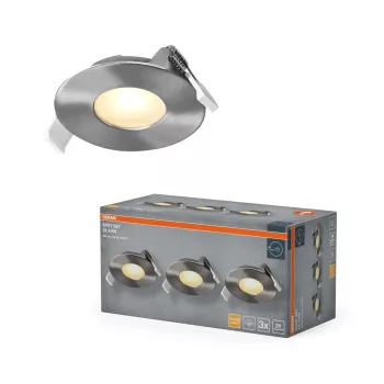   OSRAM beépíthető LED spot lámpa, beltéri, szatén nikkel, 200 lm, 4,9 W, 2700 K, alumínium és műanyag, IP20, átmérő: 85 mm, hossz: 27,5 mm, 3 db-os szett ( 4099854595516 )