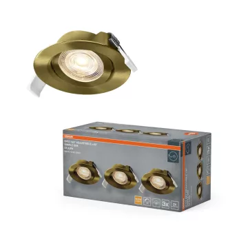   OSRAM beépíthető LED spot lámpa, beltéri, zöld sárgaréz, 340 lm, 4,9 W, 2700 K, alumínium és műanyag, IP20, átmérő: 40 mm, 3 db-os szett, dimmelhető ( 4099854595882 )