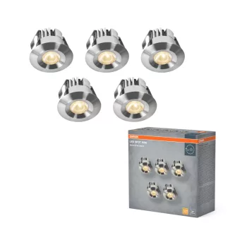   OSRAM LED Mini Set spot lámpa, beltéri / fedett kültéri, szatén nikkel, 480 lm, 6 W, 3000 K, alumínium, IP44, átmérő: 42 mm ( 4099854596353 )