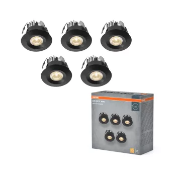   OSRAM LED Mini Set spot lámpa, beltéri / fedett kültéri, fekete, 450 lm, 6 W, 3000 K, alumínium, IP44, átmérő: 42 mm ( 4099854596391 )
