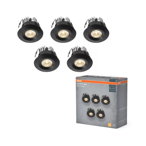 OSRAM LED Mini Set spot lámpa, beltéri / fedett kültéri, fekete, 450 lm, 6 W, 3000 K, alumínium, IP44, átmérő: 42 mm ( 4099854596391 )