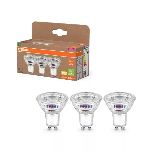 OSRAM Superstar+ LED izzó spot forma (PAR16), GU10 foglalat, 2W, 360lm, 2700K meleg fehér 3db