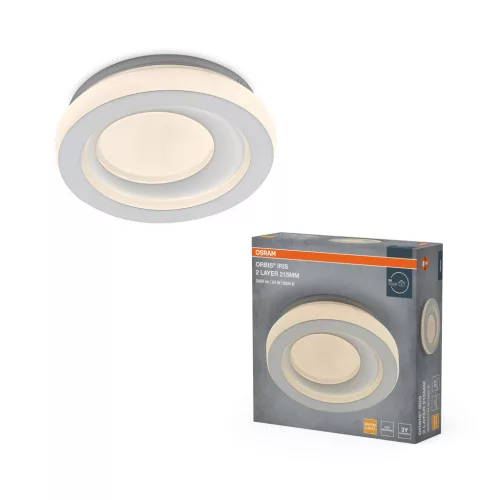 OSRAM Orbis Iris 2 réteg kerek LED mennyezeti lámpa, beltéri, fehér, 1000 lm, 24 W, 3000 K, acél, IP20, átmérő: 215 mm, magasság: 60 mm ( 4099854598272 )
