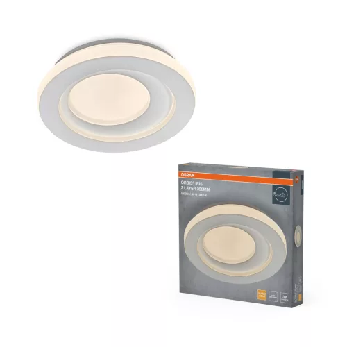 OSRAM Orbis Iris 2 réteg kerek LED mennyezeti lámpa, beltéri, fehér, 2000 lm, 48 W, 3000 K, acél, IP20, átmérő: 390 mm, magasság: 62 mm ( 4099854598333 )