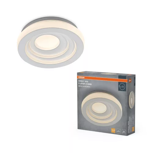 OSRAM Orbis Iris 3 réteg kerek LED mennyezeti lámpa, beltéri, fehér, 900 lm, 24 W, 3000 K, acél, IP20, átmérő: 215 mm, magasság: 60 mm ( 4099854598357 )