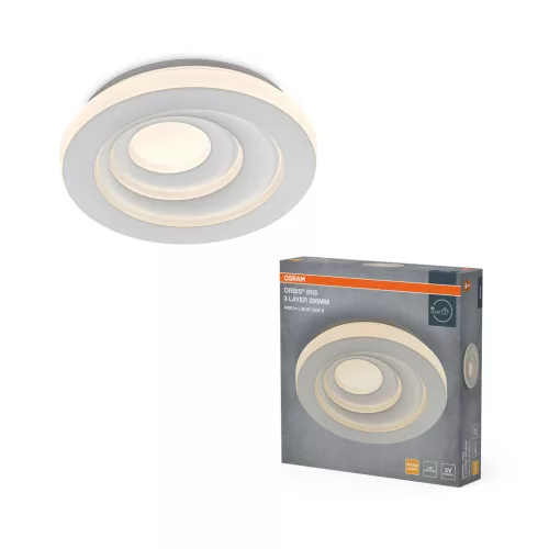 OSRAM Orbis Iris 3 réteg kerek LED mennyezeti lámpa, beltéri, fehér, 1500 lm, 36 W, 3000 K, acél, IP20, átmérő: 290 mm, magasság: 60 mm ( 4099854598371 )