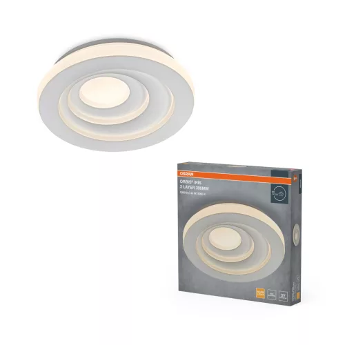 OSRAM Orbis Iris 3 réteg kerek LED mennyezeti lámpa, beltéri, fehér, 1900 lm, 48 W, 3000 K, acél, IP20, átmérő: 390 mm, magasság: 62 mm ( 4099854598395 )